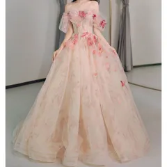 【新品 未使用】2026新作 イブニングドレス ウェディングドレス 二次会 フレア Aライン 花びら コサージュ オフショルダー 演奏会 花嫁 白 ワンピース パーティードレス 前撮り ブライダル 