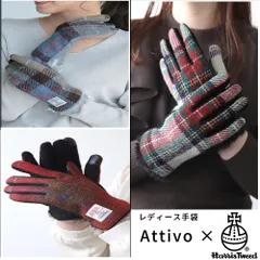 手袋 レディース スマホ対応 ハリスツイード Attivo Harris Tweed [3柄/3サイズ/S/M/L] [ATHT06] 手袋 ラビットファー 裾 レディース スマートフォン対応 グローブ チェック 柄 タータンチェック 英国 女性 秋冬 Bのサムネイル