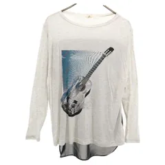 β ベータ ギター プリント 長袖 シアー切替 カットソー 9 グレー シースルー レディース 古着