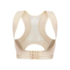 ☆ ベージュ ☆ L ☆ 猫背ベルト 猫背サポーター cjfs015 姿勢補正ベルト 猫背サポーター 猫背 補正 姿勢 サポーター ベルト 下着 インナー 胸 メイク 背筋 背中 巻き肩 レディース 女性 フロントホック 前留め メッシュ ストレッチ 伸縮性