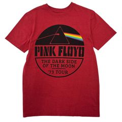 Sサイズ 古着 PINK FLOYD ピンクフロイド 公式 Tシャツ THE DARK SIDE OF THE MOON バンド ロック 赤 レッド