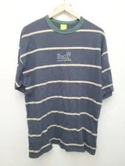 ◇ HUF ハフ ボーダー 半袖 Tシャツ カットソー サイズXL ネイビー ベージュ系 メンズ P  【1406110003600】