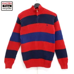90s vintage RALPH LAUREN ボーダー柄 ハーフジップニットセーター ボーイズ メンズ 表記Lサイズ