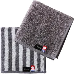 【新着商品】imaa(アイマ) 今治タオル 認定 ハンドタオル タオルハンカチ 2枚 セット 日本製 綿100% 15 シマシマグレーxMグレー