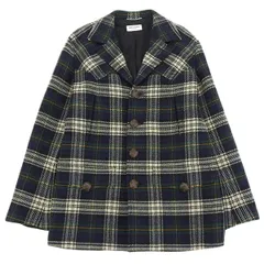 ◆美品◆ サンローラン SAINT LAURENT エディ期 ウール チェック ジャケット アウター メンズ ネイビー×グリーン size46 2014AW [Y03098]のサムネイル
