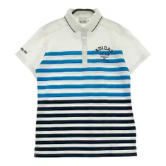 サイズ：M ADIDAS GOLF アディダスゴルフ A05467 半袖ポロシャツ ロゴ刺繍 ボーダー柄 ホワイト系 [240101200816]# ゴルフウェア レディース ストスト