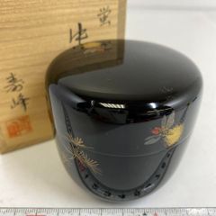 茶道具 乾漆造薄茶器 加賀山中塗蒔絵師 高橋峯房作 乾漆造祇園蒔絵大棗