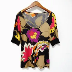 #snc エスカーダ ESCADA Tシャツ カットソー 半袖 34 黒 ベージュ シルク 花柄 レディース [962043]のサムネイル
