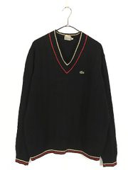 古着 フランス製 LACOSTE フレラコ ワニ ワッペン ケーブル ウール ニット セーター L 古着 