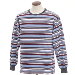 【中古】バーバリアン Barbarian コットン ボーダー 長袖 クルーネック Ｔシャツ ブルーxボルドー【サイズL】【メンズ】のサムネイル