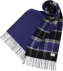 Elensia エレンシア カシミヤブレンド リバーシブル マフラー レディース メンズ UVカット98%以上 チェック 30x186cm 160g 全13色 パープル(ブルー パープル)