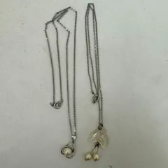 K【本真珠】パール付き ネックレス 2点セット シルバーチェーン