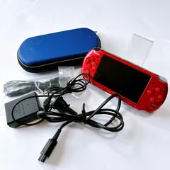 ソニー　PSP 3000 レッド　プレイステーション・ポータブル　初期化済み　メモリースティックpro duo 4GBフォーマット済み　充電器あり　バッテリーなし　簡単な動作確認済み　ケース付き　管理番号KKVUNRA8