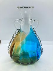 ムラノガラス ミルフィオリ 花瓶 ハンドル装飾 イタリア製 アート