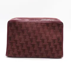 ランバン セカンドバッグ ジャガード/レザー フランス製 ヴィンテージ クラッチ 鞄 メンズ レディース ワインレッド LANVIN 【中古】