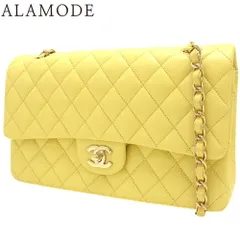 CHANEL(シャネル) マトラッセ ココマーク Wフラップチェーンショルダーバッグ ショルダーバッグ 肩掛け ダブルフラップ 25 キャビアスキン ライトイエロー イエロー黄 シャンパンゴールド金具 レディース 40802129762【中古】【アラモード】