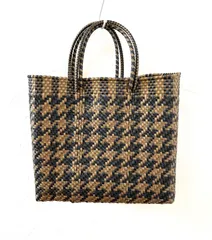 メキシコ製メルカドバッグS／ブラック×ゴールド千鳥