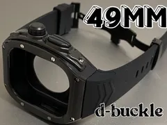 ブラック　４9mm apple watch ultra アップルウォッチラバーメタルケースセット Dバックル付き