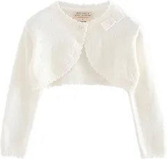 FUPUONE 子供用カーディガン 女の子 ボレロ ニット 入園式 フォーマル 七五三( ホワイト,  130)