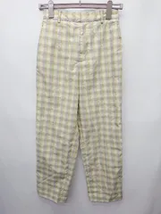 ◇ ⊂ BEAUTY&YOUTH ビューティ&ユース チェック テーパード パンツ サイズS イエロー グレー系 レディース P  【1409250041761】
