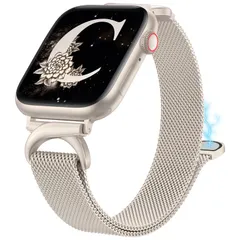 新品 Girovo コンパチブル Apple Watchバンド/アップルウォッチバンド Cバックル ステンレス磁石磁気マグネットあっぷるうぉっち交換ベルト おしゃれ 可愛い レデース女性男性メンズ網状メッシュメタル金属ストラップ for iWacth Ser