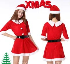 サンタクロース レディース サンタコス サンタ 衣装 ワンピース 5分袖 7分袖 帽子 ベルト 3点セット コスプレ ハロウィーン トナカイ クリスマス 冬 仮装 イベント 派手 セクシー かわいい コスチューム 大人 女性 パーティー a23-5