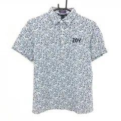 【美品】ゾーイ 半袖ポロシャツ 白×スモーキーブルー系×パープル系 小花柄 LIBERTY メンズ 1(S) ゴルフウェア ZOYのサムネイル