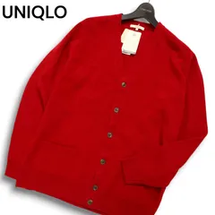 【新品 未使用】 UNIQLO ユニクロ 秋冬★ ラム ウール100％ ニット カーディガン Sz.XL メンズ 大きいサイズ 赤
