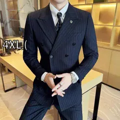 [4XL (]春 コーデ メンズ  服 シンプル ファッション オシャレ 大人 かっこいい 大きいサイズ ストリート 紳士服 ダブルブレスト ストライプ スーツ ハイエンド ビジネス カジュアル スリム スーツ