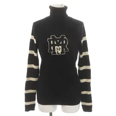 ラルフローレン RALPH LAUREN ワッペンウールニット セーター 長袖 タートルネック L 黒 ブラック オフホワイト /DO ■OS