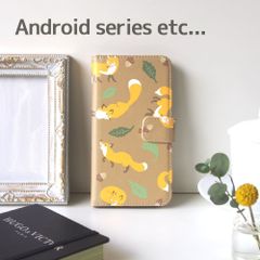 ＜Android対応＞きつねの冬じたく手帳型スマホケース
