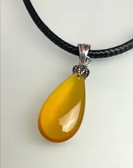 シルバー925 本べっ甲 飴色鼈甲 雫型 ビンテ ージ 素敵 ペンダントトップネックレス