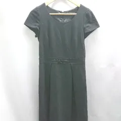 ◇ ⊇ UNTITLED シンプル 半袖 膝丈 ワンピース サイズ2 ブラック系 レディース E  【1505290000413】