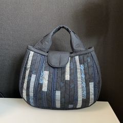 ハンドメイド 着物リメイク パッチワークトートバッグ 24 大島紬