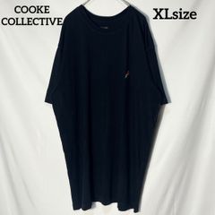 【COOKE COLLECTIVE】ワンポイント 刺繍ロゴ 薔薇　バラ　フラワー　クック・コレクティブ　アメリカ古着　オーバーサイズ　半袖Tシャツ　クロ　XL US古着