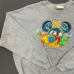公式(2005年) Disney World walt ミッキー ドナルド グーフィー スウェット トレーナ  スーパースウェット US 古着 古着屋 アメリカ 古着屋ATTO L グレー【3015】