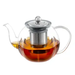 【人気商品】茶ポット 麦茶 花茶 リーフティー フルーツティー 茶器 直火可 茶こし付き ステンレス きゅうす 大容量 紅茶ポット1000ml 透明 急須 おしゃれ 耐熱ガラス ティーポット VKCHEF