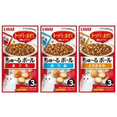 【3袋】3種類×1袋 いなば トッパーまぜて ちゅーるボール まぐろ・かつお・とりささみ ちゅ～るボール 猫のおやつ