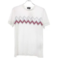 GIORGIO ARMANI ジョルジオアルマーニ ジグザグプリントクルーネックTシャツ 6HST55 SJMCZ ホワイト 46