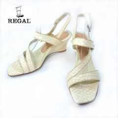 hws01228 美品 REGAL サンダル パイソン ウエッジソール ストラップ 22.5cm 日本製