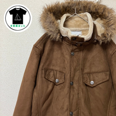 【美品】 裏ボア　フェイクムートン　ハーフコート　ブラウン　LLサイズ　防寒アウター