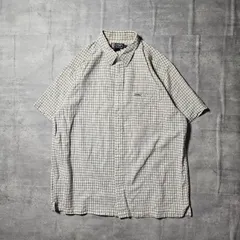 『 CHAPS / チャップス 』RALPH LAURENチェックシャツ / XLサイズ / ベージュ色 夏にぴったりのアイテム！ フラックス55%とコットン45%の混合生地を使用しており、通気性に優れた快適な着心地を実現 ゆったりとしたオーバーサイズ