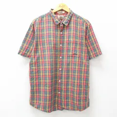 XL/古着 エルエルビーン LLBEAN 半袖 シャツ メンズ 00s シアサッカー コットン 赤他 レッド チェック 25jul02 中古 トップス