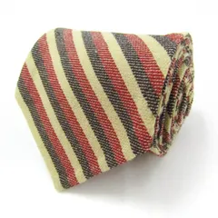 ミラショーン ブランドネクタイ リバーシブル ストライプ柄 ウール イタリア製 メンズ ベージュ mila schon 【中古】