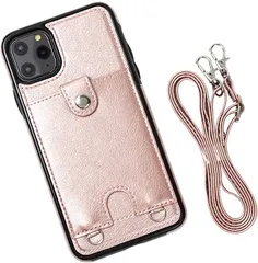 MocliL iPhone 11 Pro スマホショルダー ストラップ ケース 斜めがけ 首掛け 肩掛け カード収納 レディース メンズ iP11P ML0028( ピンク,  iPhone 11 Pro)のサムネイル