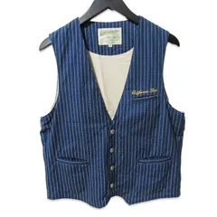 美品 CALIFORNIA LINE カリフォルニアライン ワークベスト ウォバッシュストライプ Wabash Stripe Work Vest 刺繍 ブルー 38 27111574