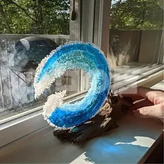 置物 オーナメント オブジェ 波 海 オーシャン ウェーブ アイアンラック付き クリエイティブ 個性的 おしゃれ かわいい インテリア 装飾 ディスプレイ ブルー