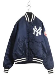 【お得なクーポン配布中!】 90s USA製 MLB オフィシャル スターター ヤンキース ナイロン サテン スタジャン メンズ L オールド 大リーグ 中綿 キルティング ライナー