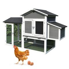 新品鶏小屋 鶏用ケージ 金網製の戸と窓 アスファルト屋根付き トレイ付き 階段付き 産卵箱付き 通気性 雨を防ぐ 大空間 多機能 DIY 杉材 木