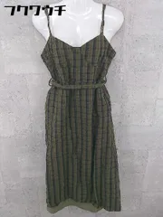 ◇ ◎ SLY スライ キャミソール チェック バックジップ 膝下丈 ワンピース サイズ2 カーキ ブラック レディース 【中古】 【1101220015351】